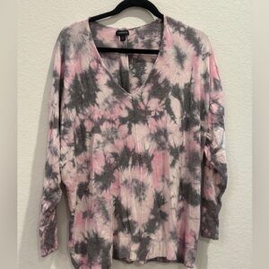 Torrid Women's Pink and Gray Tie-Dye Long Blouse